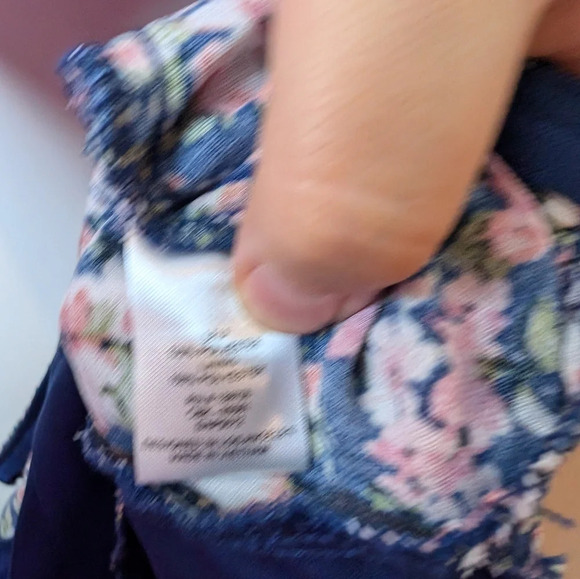 Emerald Sundae Blue Floral Print Thin Strap Sleeveless Ruffle Front Women Medium - Picture 11 of 13